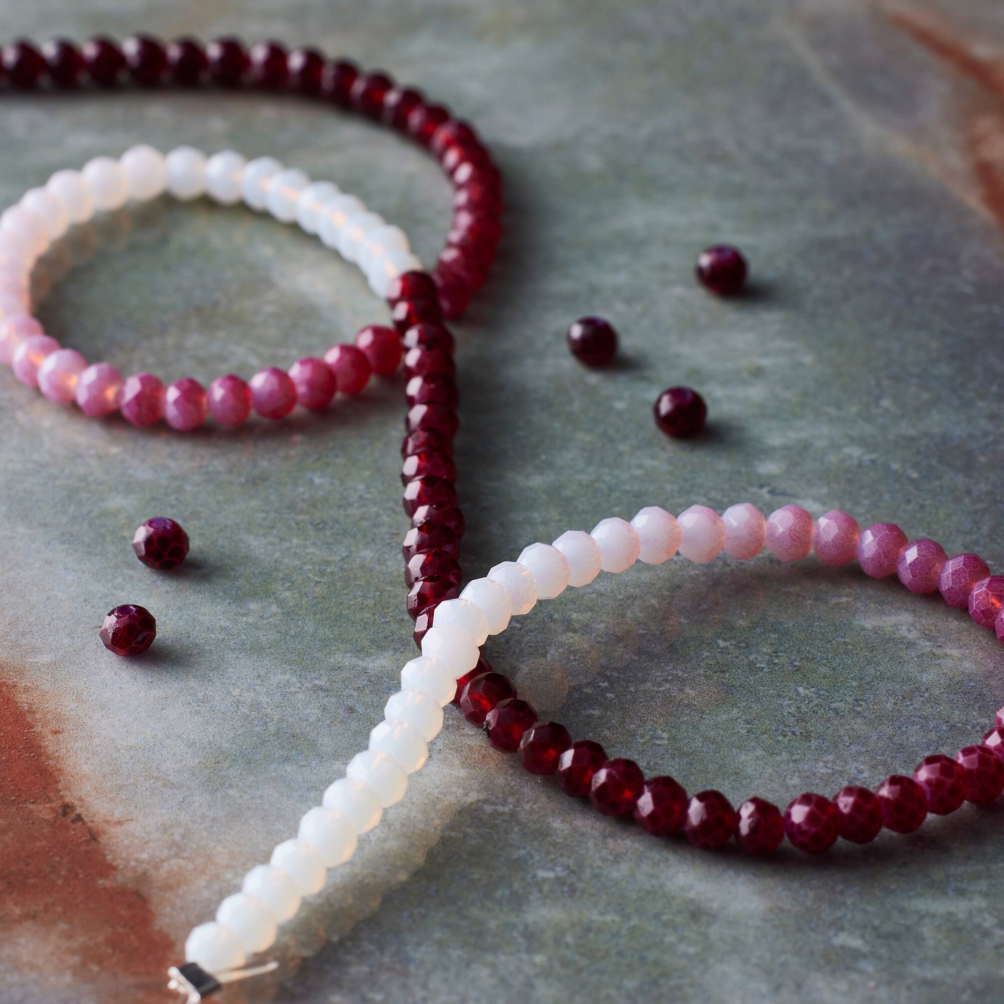 Red & Pink Ombre Faceted Glass Rondelle Beads by Bead Landing™